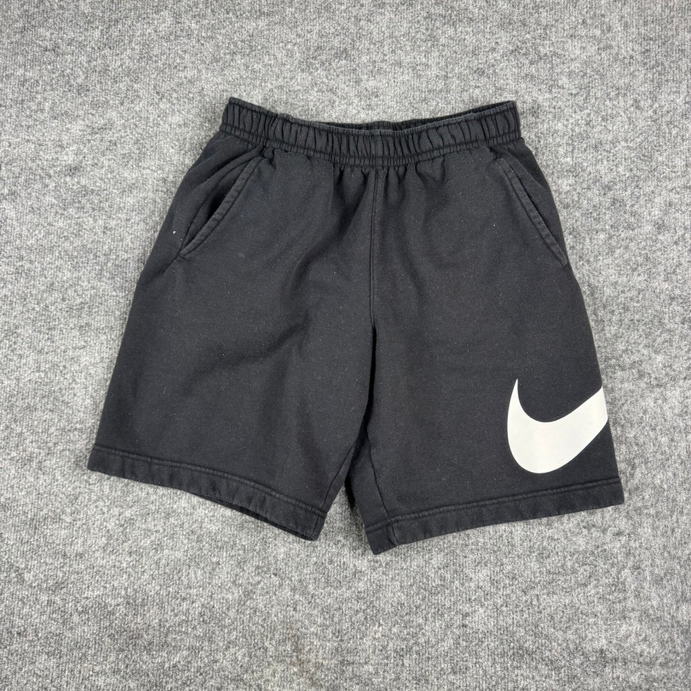 Nike Shorts Mens Size S Black Fleece Big Swoosh Athletic Casual Sweat Shorts